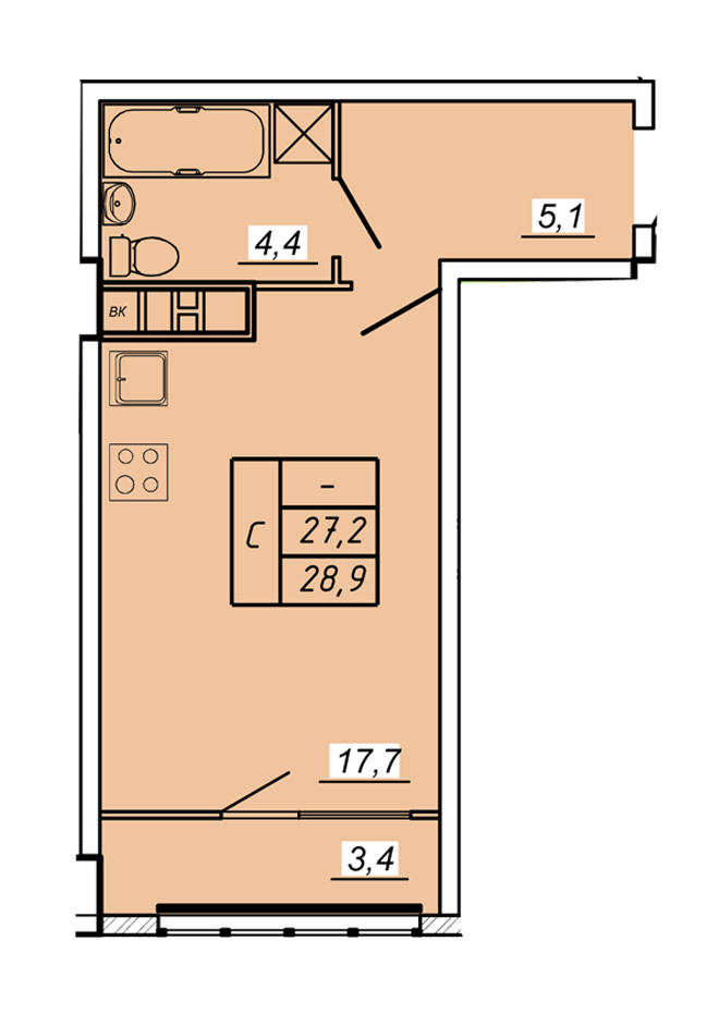 5 этаж Квартира-студия - 1
