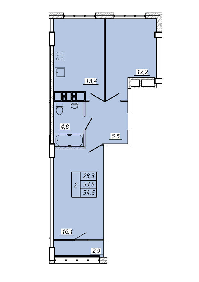 6 этаж 2 комнатная - 3